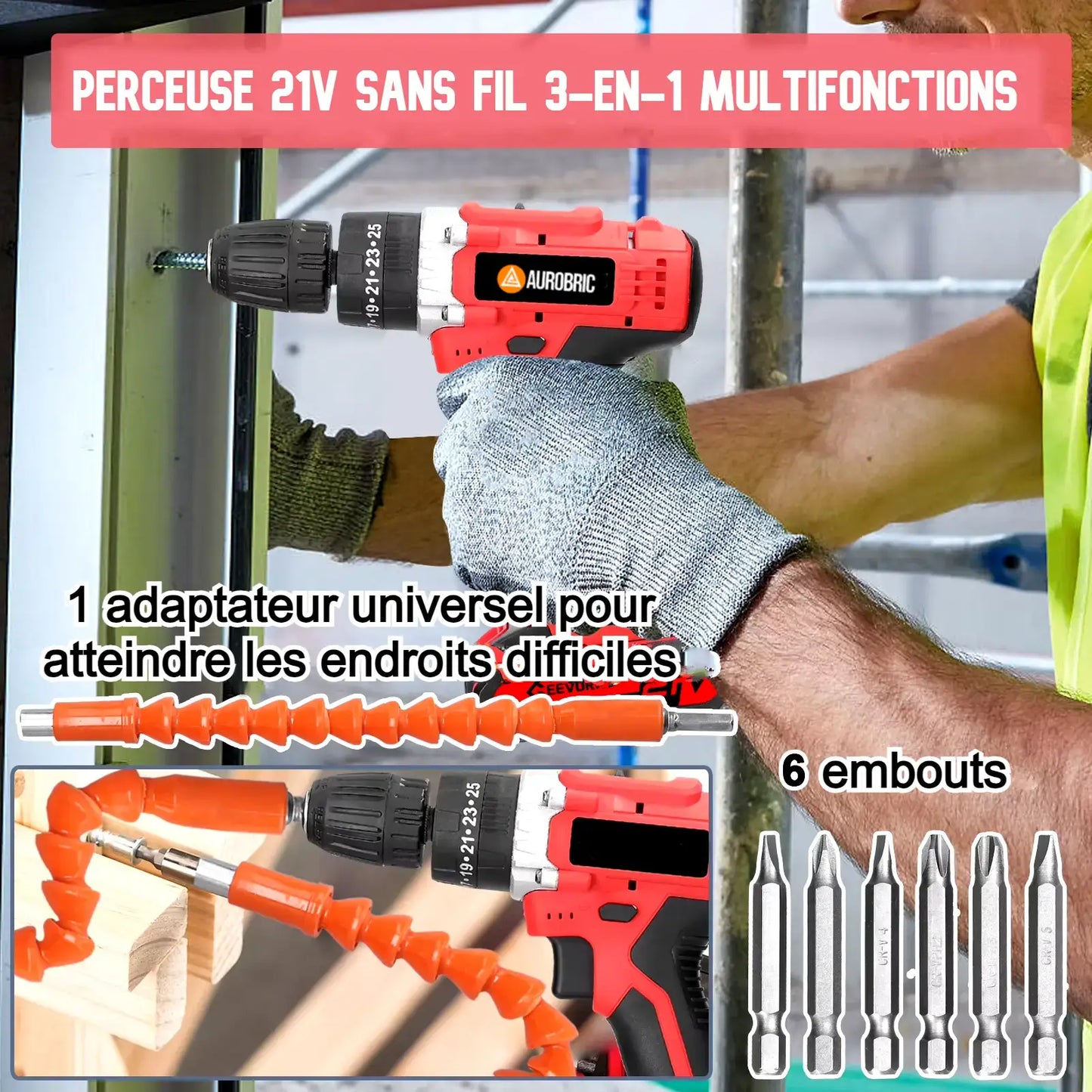 Perceuse électrique sans fil 3-EN-1 21V