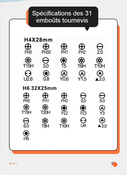 Tournevis-perceuse électrique multifonctions | 41 en 1, sans fil