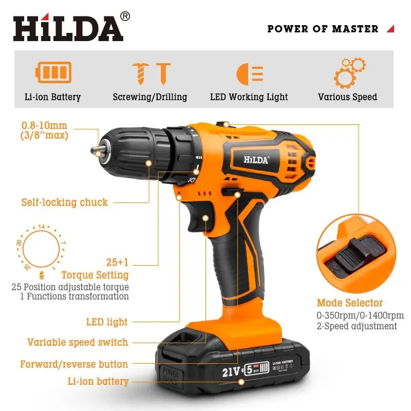 Perceuse visseuse sans fil électrique 21V