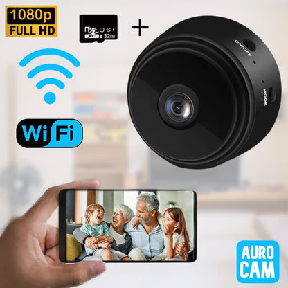 AUROCAM A9 - Mini caméra de surveillance WiFi HD magnétique