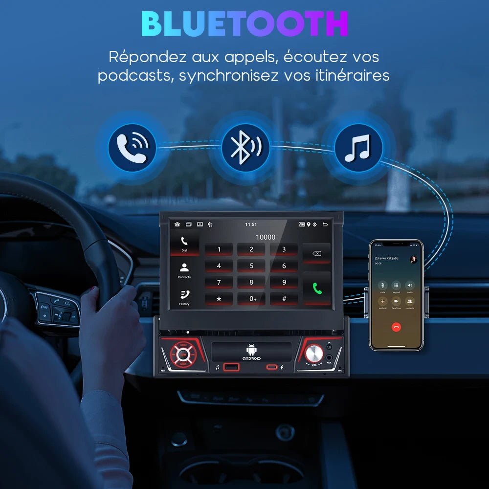 Autoradio™ - 1 DIN Universelle 2+32GO Carplay & Android auto, WiFi & GPS - Aurobee Gearelec smartphone photographie len lens