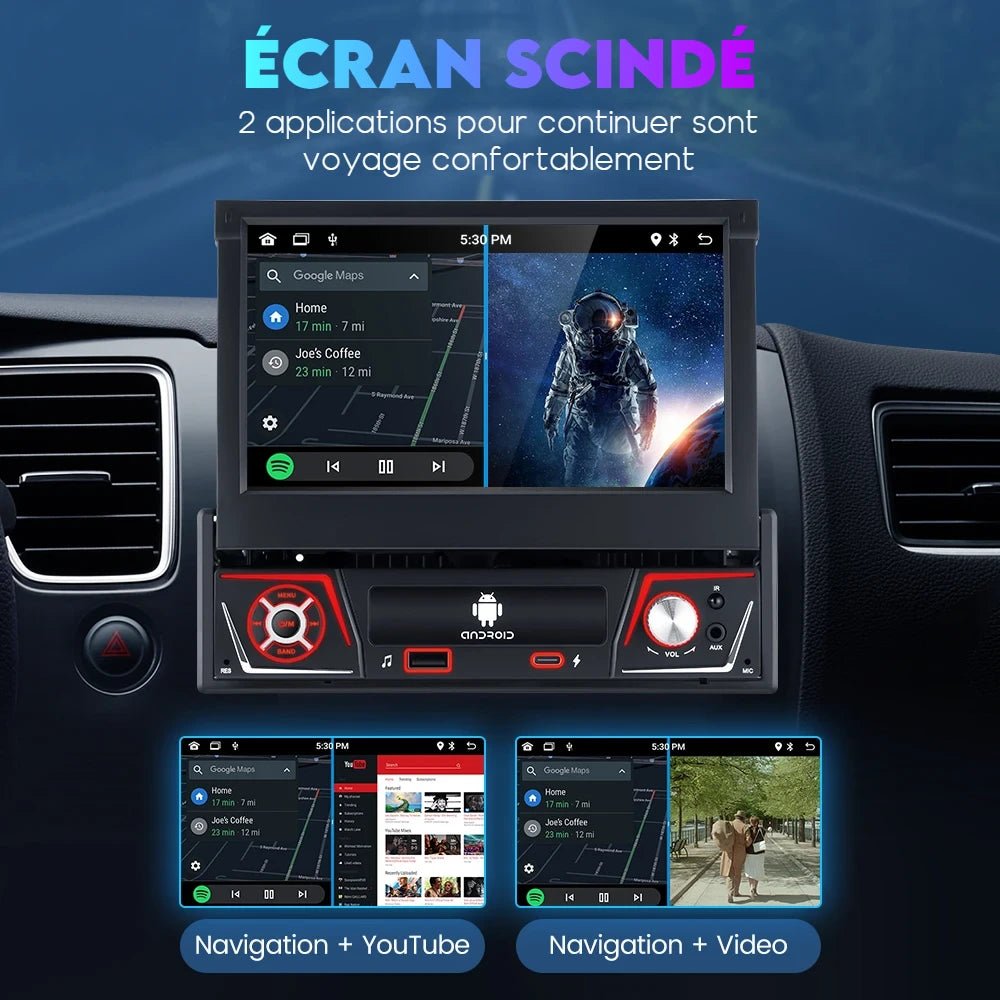 Autoradio™ - 1 DIN Universelle 2+32GO Carplay & Android auto, WiFi & GPS - Aurobee Gearelec smartphone photographie len lens