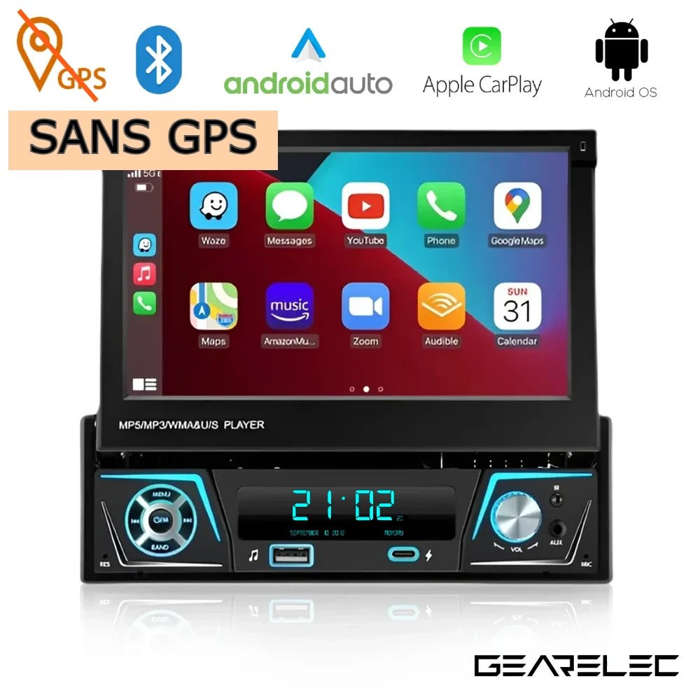 Autoradio™ - 1 DIN Universelle 2+32GO Carplay & Android auto, WiFi & GPS - Aurobee Gearelec smartphone photographie len lens