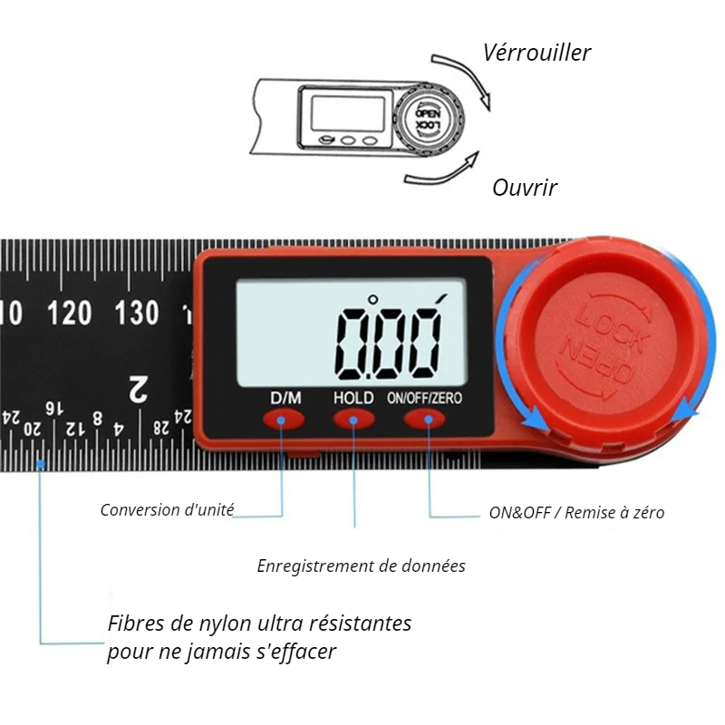 Rapporteur d'angle électronique, règle d'angle numérique 2-en-1