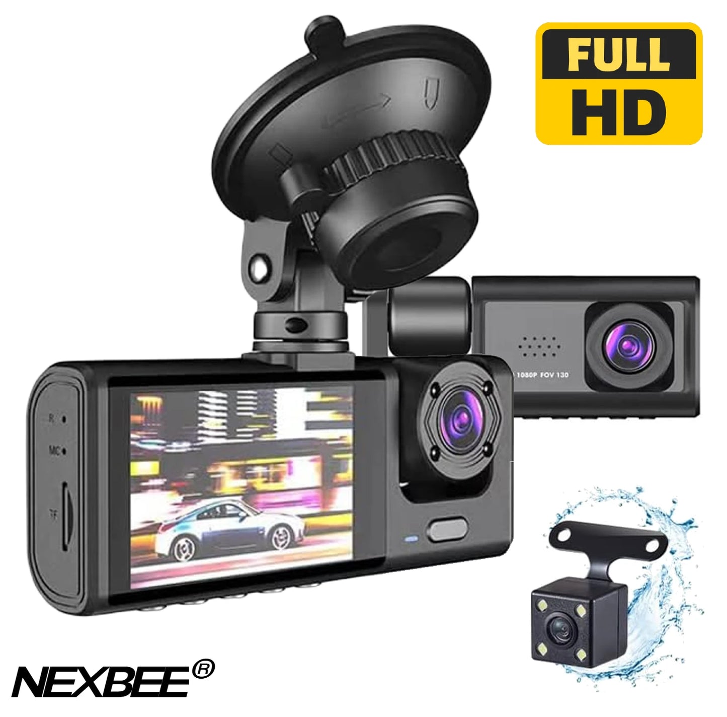 Dashcam 3 caméras FHD 1080p | NEXBEE®