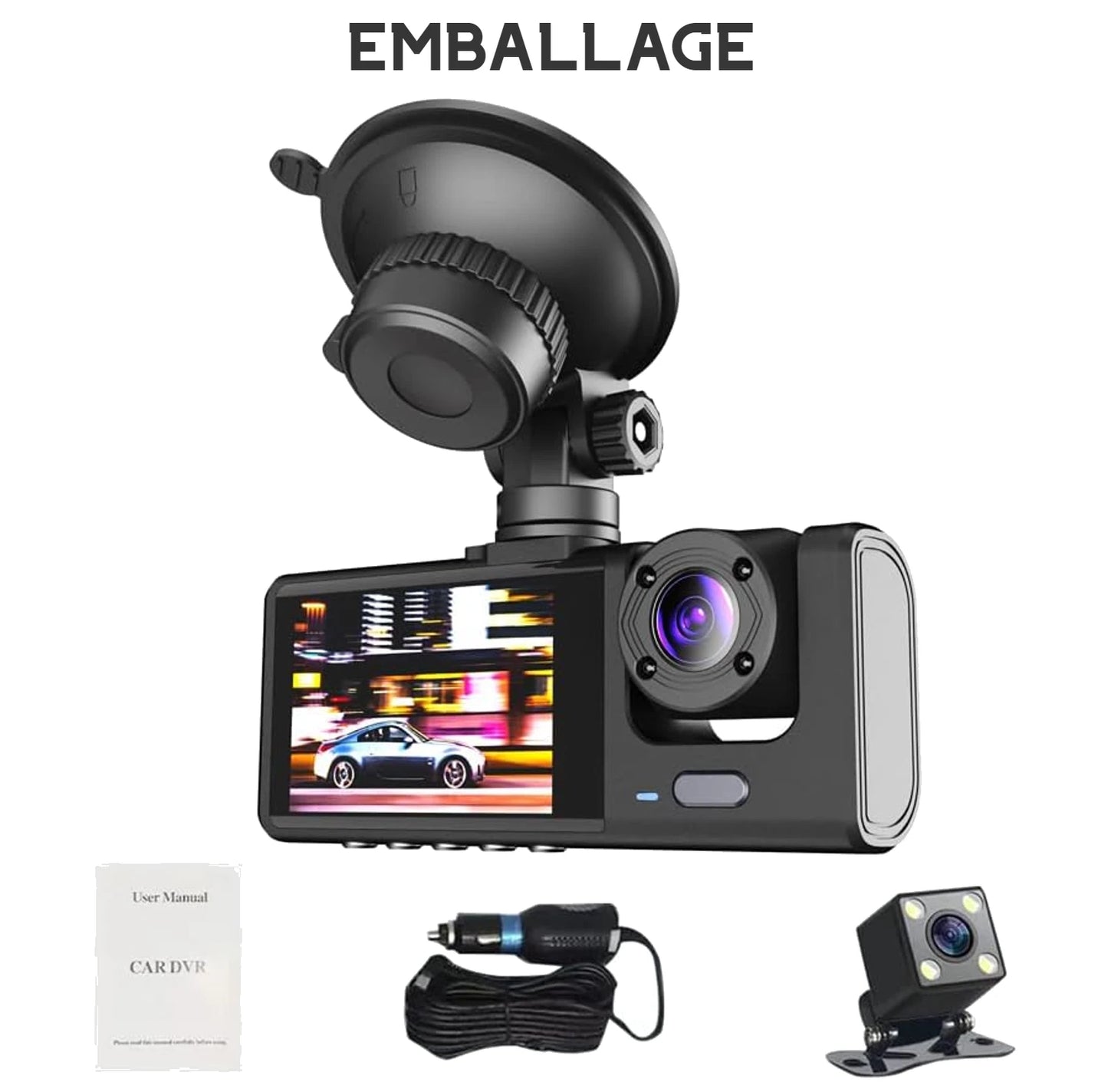 Dashcam 3 caméras FHD 1080p | NEXBEE®