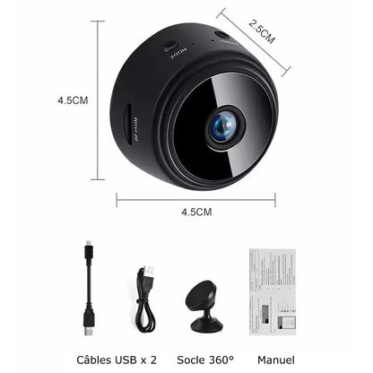 AUROCAM A9 - Mini caméra de surveillance WiFi HD magnétique