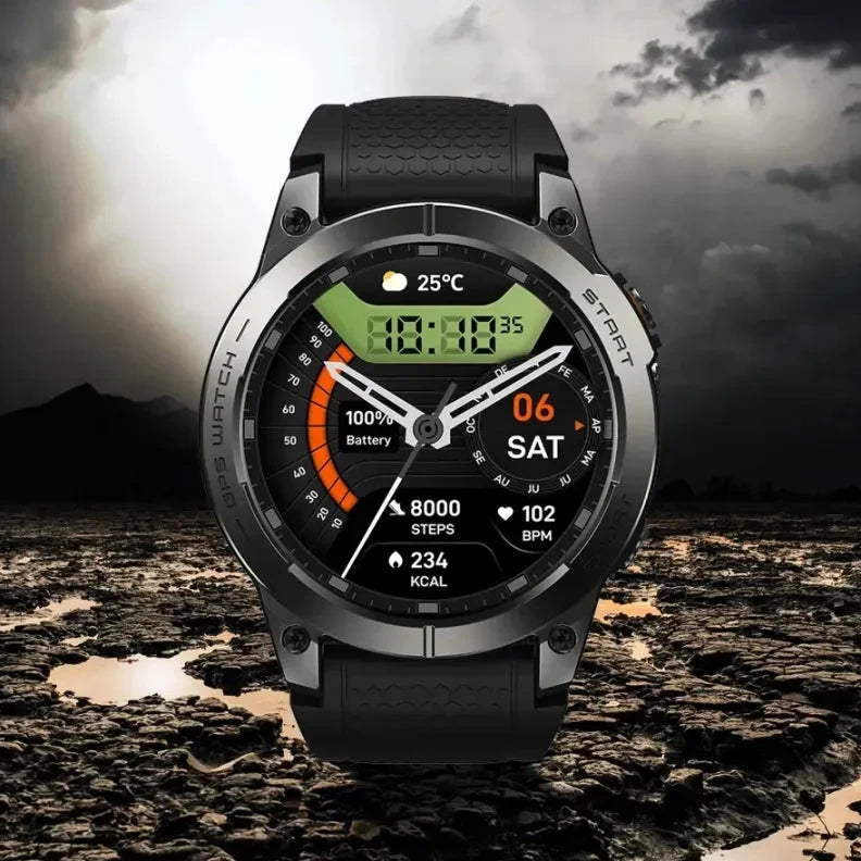 Smartwatch militaire - Sports, GPS et Appels intégrés iOS & Android